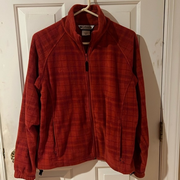 Columbia Women’s fleece zip up jacket, size large, orange - Picture 1 of 9
